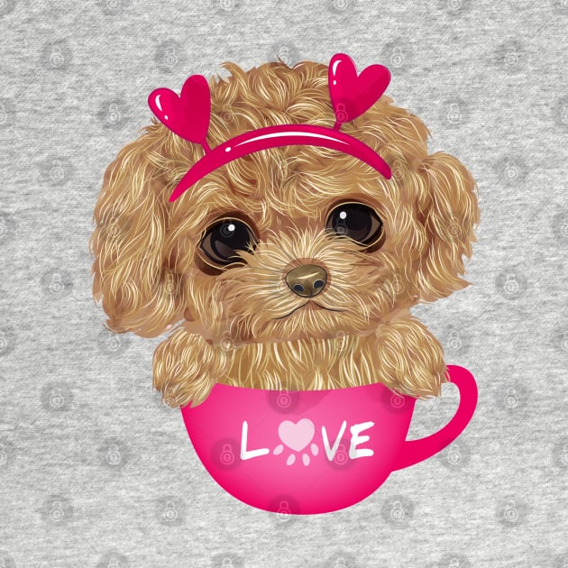 Poodle sitting inside cup by Mako Design 